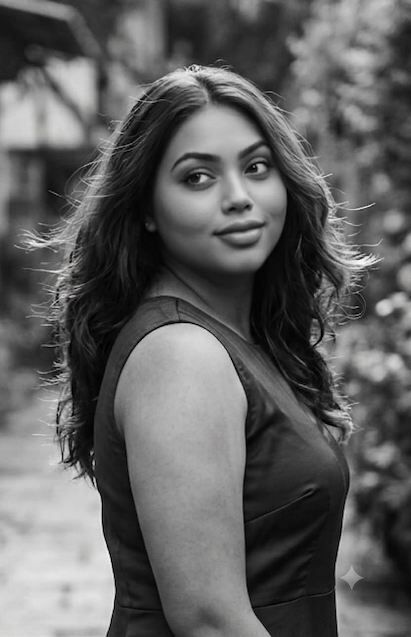 Black-and-white portrait of Monalisa Mandal